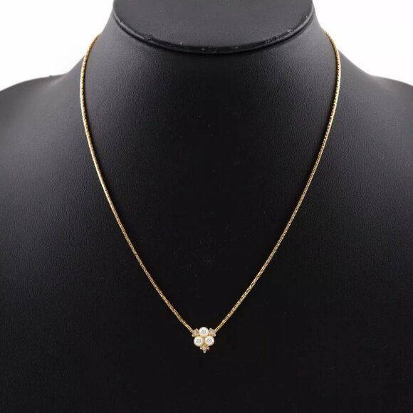 Dior Necklace Plated Gold/Fake pearl/Rhinestone 5g Women - Picture 1 of 5